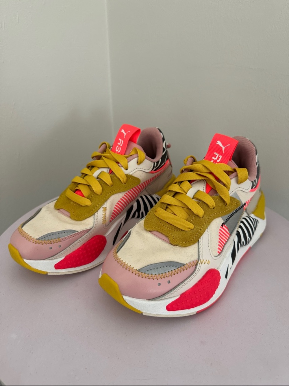 Puma RsX Multi-Color Chunky Sneakers with Zebra Accent - Pink, Mustard, Red